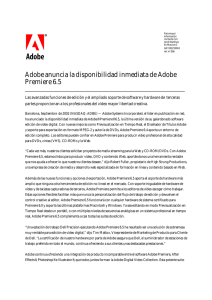 Adobe anuncia la disponibilidad inmediata de Adobe Premiere 6.5