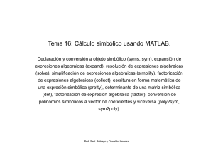Tema 16: Cálculo simbólico usando MATLAB.