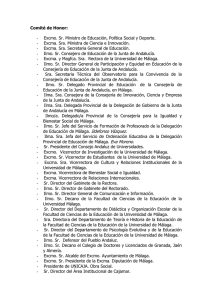 Comité de Honor: - Excmo. Sr. Ministro de Educación, Política Social