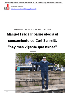 Manuel Fraga Iribarne elogia el pensamiento de Carl