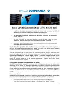 Banco CorpBanca Colombia toma control de Helm Bank
