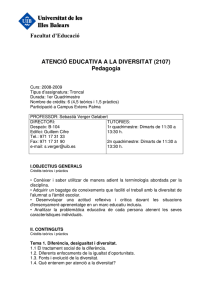Facultat d`Educació ATENCIÓ EDUCATIVA A LA DIVERSITAT (2107