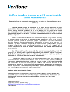 Verifone introduce la nueva serie UX, evolución de la familia Artema