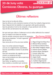 20 de Juny vota Comisiones Obreras, tu guanyes - Comfia-CCOO