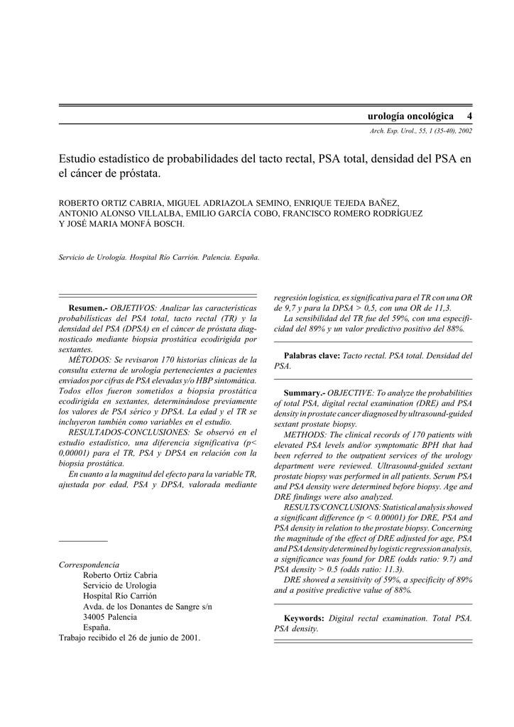 valores de rango de prostatitis aguda psa