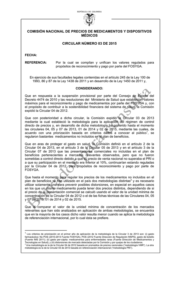 Circular-03-de-2015 - Ministerio De Salud Y Protección Social