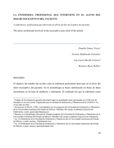 LA ENFERMERA: PROFESIONAL QUE INTERVIENE EN EL ALIVIO