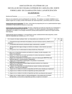 Sport preparticipation examination form - first page for