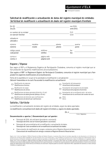 Modificació o Actualització de Dades del Registre Municipal d`Entitats