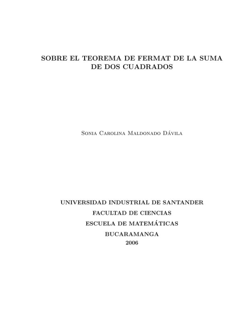 sobre el teorema de fermat de la suma de dos cuadrados
