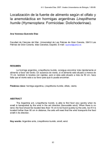 Localización de la fuente de alimento según el olfato y la