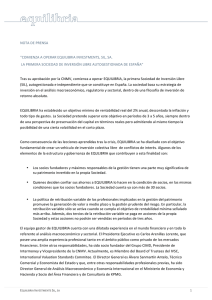 nota de prensa “comienza a operar equilibria investments, sil, sa. la