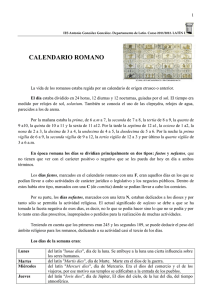 Calendario romano - Departamento de Latín