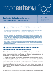 Evolución de las inversiones en telecomunicaciones en China