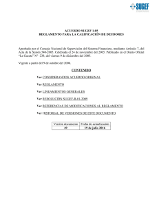 ACUERDO SUGEF 1-05 REGLAMENTO PARA LA CALIFICACI&Oacute;N