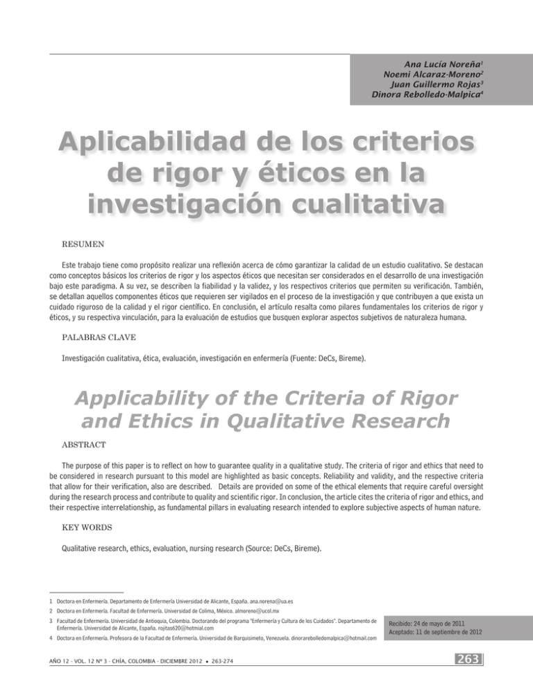 Aplicabilidad De Los Criterios De Rigor Y ticos En