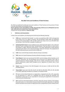 Rio 2016 Terms and Conditions of Ticket Purchase