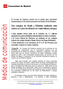 Dos colegios de Alcalá y Móstoles realizarán este verano un curso