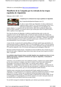 Manifiesto de la Campaña por la retirada de las tropas españolas