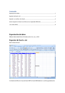 Exportación de datos Exportar de Excel a .txt