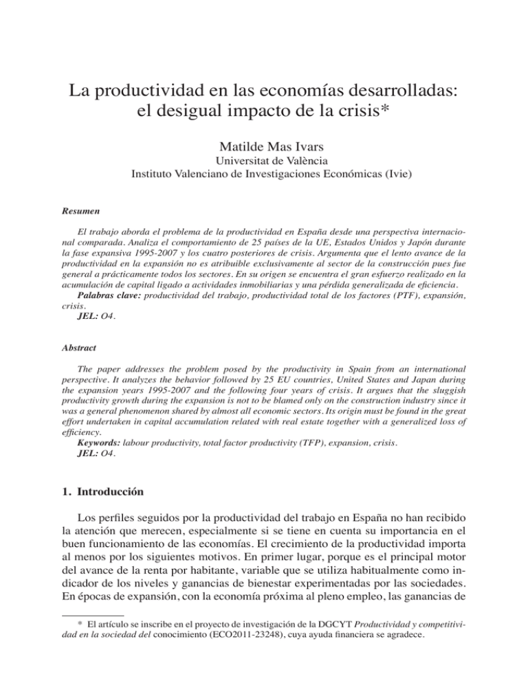 La Productividad En Las Economías Desarrolladas: El