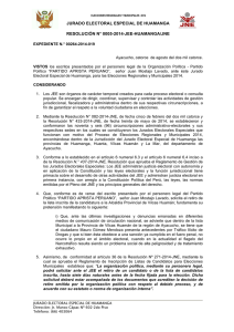 JURADO ELECTORAL ESPECIAL DE HUAMANGA RESOLUCIÓN