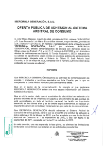 oferta pública de adhesión al sistema arbitral de consumo