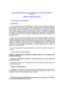 Decreto Legislativo que aprueba la modificaci&oacute;n de la