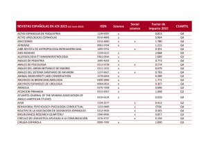REVISTAS ESPAÑOLAS EN JCR 2015 (22 Junio 2015) ISSN
