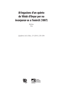 Al·legacions d`un quinto de Vilobí d`Onyar per no incorporar