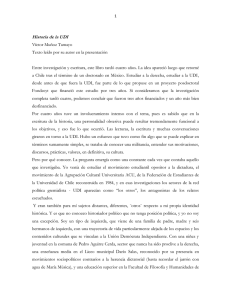 Historia de la UDI Víctor Muñoz Tamayo Texto leído por su autor en