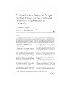 La didáctica de la historia en Europa: líneas de trabajo sobre el