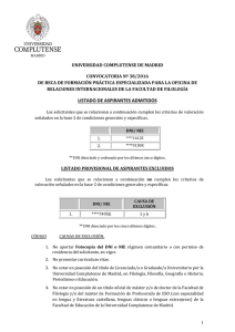 Listado admitidos/excluidos. - Universidad Complutense de Madrid