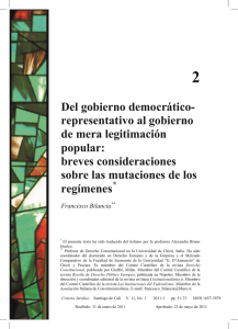 Del gobierno democr&aacute;tico- representativo al gobierno de mera