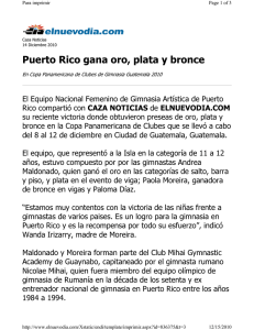 Puerto Rico gana oro, plata y bronce