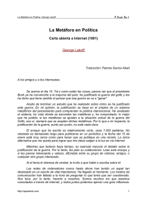 La Met&aacute;fora en Pol&iacute;tica. Carta abierta a Internet