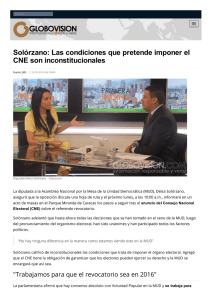 Solórzano: Las condiciones que pretende imponer el CNE son