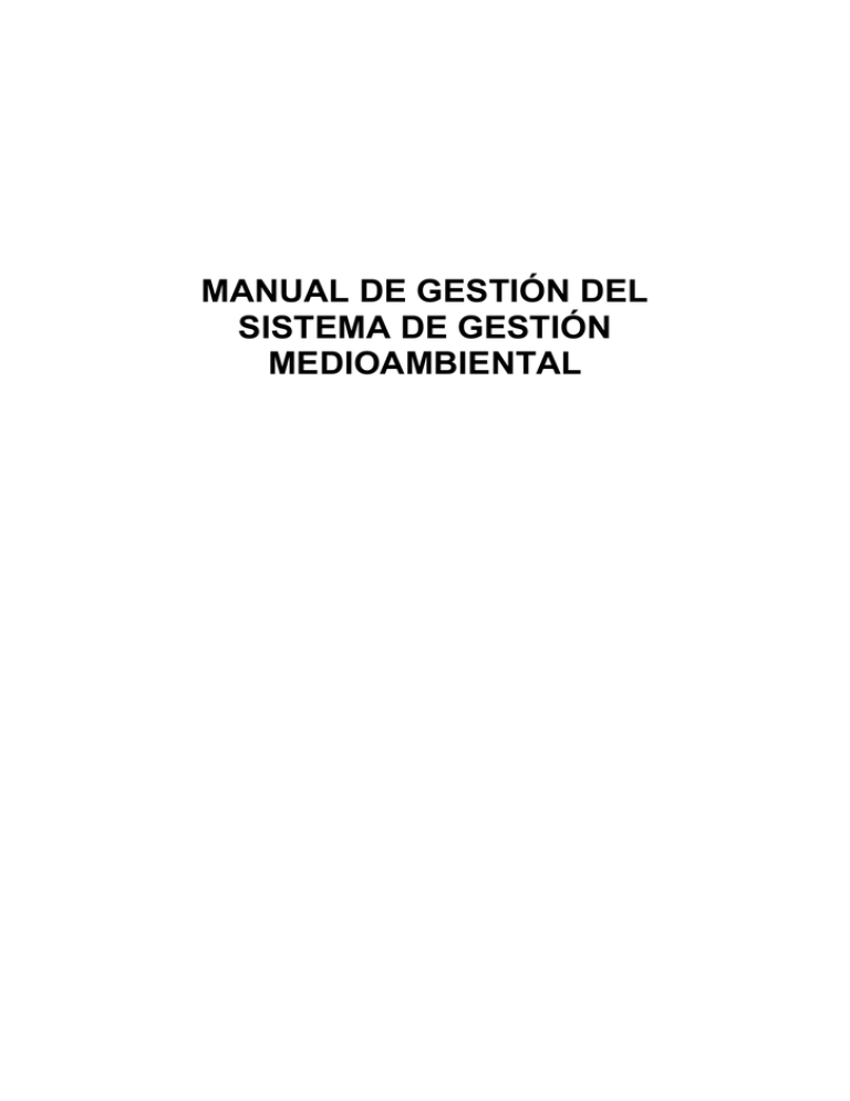 Manual De Gestión Del Sistema De Gestión Medioambiental