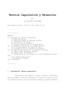 Técnica legislativa y Retención - Academia Nacional de Derecho y