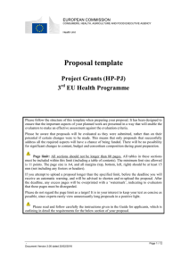 Template for the technical part of the proposal