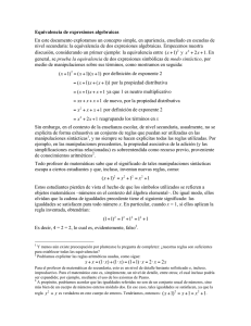 Equivalencia de expresiones algebraicas En este documento