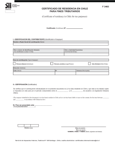 certificado de residencia en chile para fines tributarios