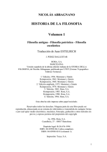 NICOLÁS ABBAGNANO HISTORIA DE LA FILOSOFIA Volumen 1
