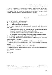 La regulación de la Competencia de los Juzgados de Municipio y