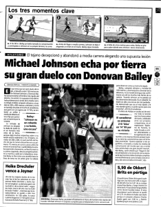 Michael Johnson echa por tierra su gran duelo con Donovan Bailey
