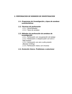 2. Perforación de sondeos de investigación