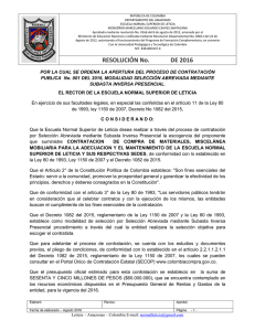 RESOLUCIÓN No. DE 2016 - Colombia Compra Eficiente
