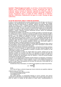 Lección 7. Flujo de agua en el suelo. Ley de Darcy. Conductividad