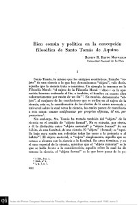 Bien común y política en la concepción filosófica de Santo Tomás