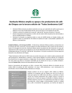 Starbucks México amplía su apoyo a los productores de café de